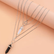 Natural Stone Hexagon Bullet Pendant Necklace Set – Jewelry Gift Ideas — 2