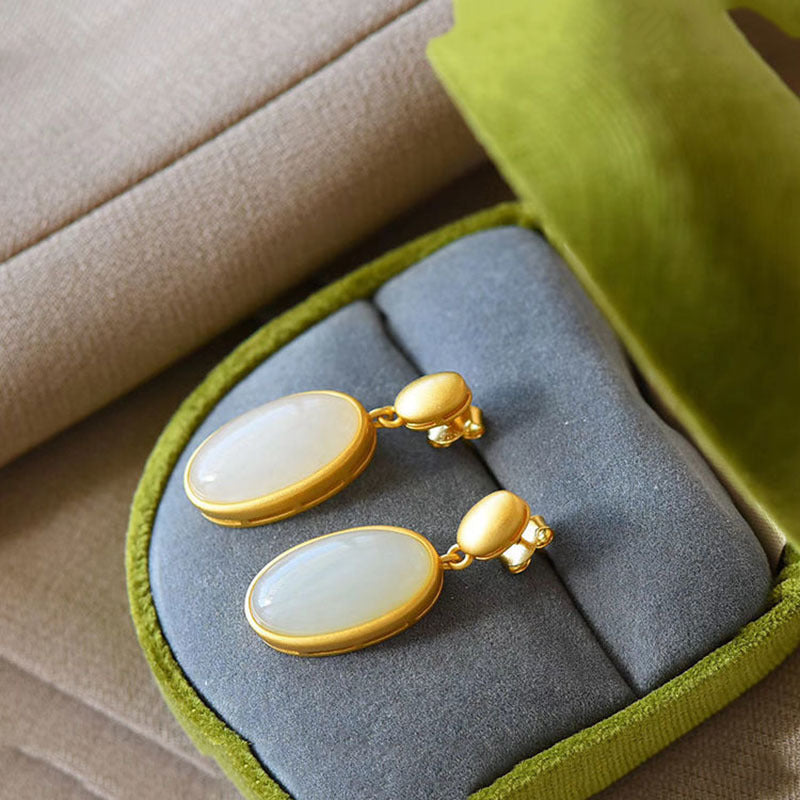 Women's Oval Hotan Jade Earrings – Gifts for Her — 1