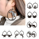 Acrylic Dangle Earrings Round Asymmetric Black – Jewelry Gift Ideas — 1