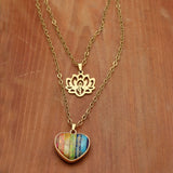 Colorful Peach Heart Pendant Chain Necklace – Jewelry Gift Ideas — 2