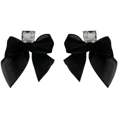 925 Silver Needle And Diamond Gauze Bow Earrings – Unique Gift Ideas — 2