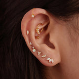 Sterling Silver Opal And Diamond Pierced Threaded Ear – Stylish Gifts — 20