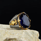 Snakelike Winding Black Flat Gemstone Ring Men's – Gifts for Him — 12