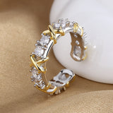 Fashion Color Separation Letter X Cross Zircon Ring – Stylish Gifts — 5