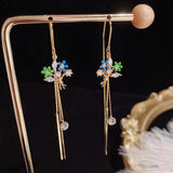 S925 Silver Needle Long Zircon Bouquet Tassel Ear – Gifts for Her — 1