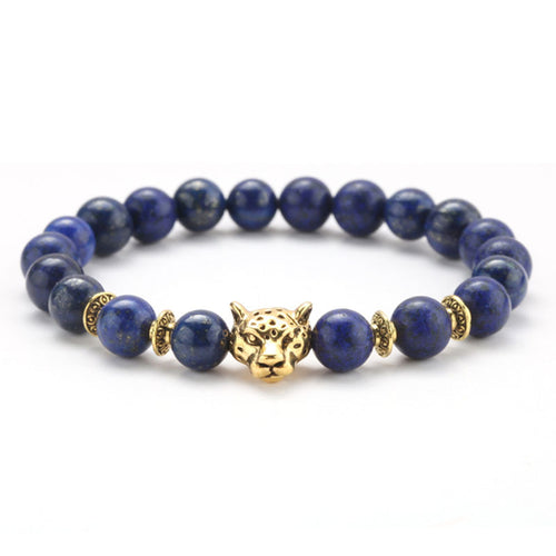 8mm Volcanic Stone Onyx Alloy Leopard Head Beaded – Jewelry Gift Ideas — 2