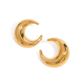 Stainless Steel Gold Earrings Titanium Steel Moon – Meaningful Gifts — 6