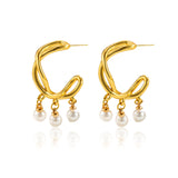 Cross Winding Pearl Eardrops Stud Earrings Ladies – Meaningful Gifts — 5