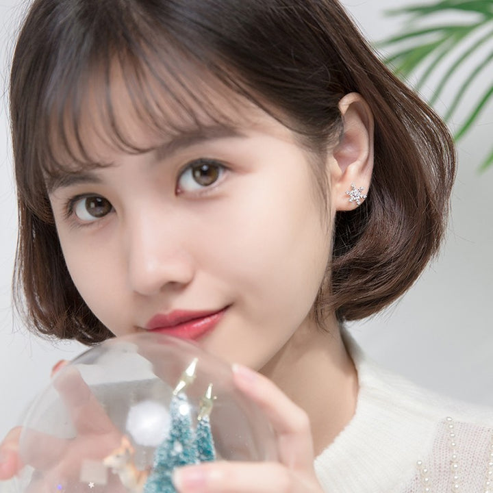 S925 Silver Small Temperament Snow Flower Earrings – Stylish Gifts — 1