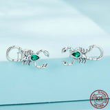 Green Zircon Scorpion Silver Stud Earrings Dark Black – Useful Gifts — 2