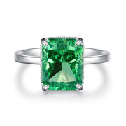 S925 Sterling Silver Emerald Ring Female High Carbon – Gifts for Her — 9