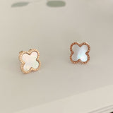 Simple Titanium Steel Four Leaf Clover Earrings For Girls – Gift Ideas — 2
