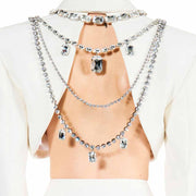 Multilayer Square Rhinestone Pendant Body Chain – Jewelry Gift Ideas — 1