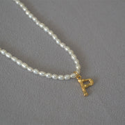 Rice Pearl Fashion Simple Letter Pendant Necklace – Jewelry Gift Ideas — 6