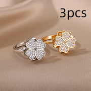 Rotatable Flower Rings With Rhinestones Ins Fashion – Stylish Gifts — 8
