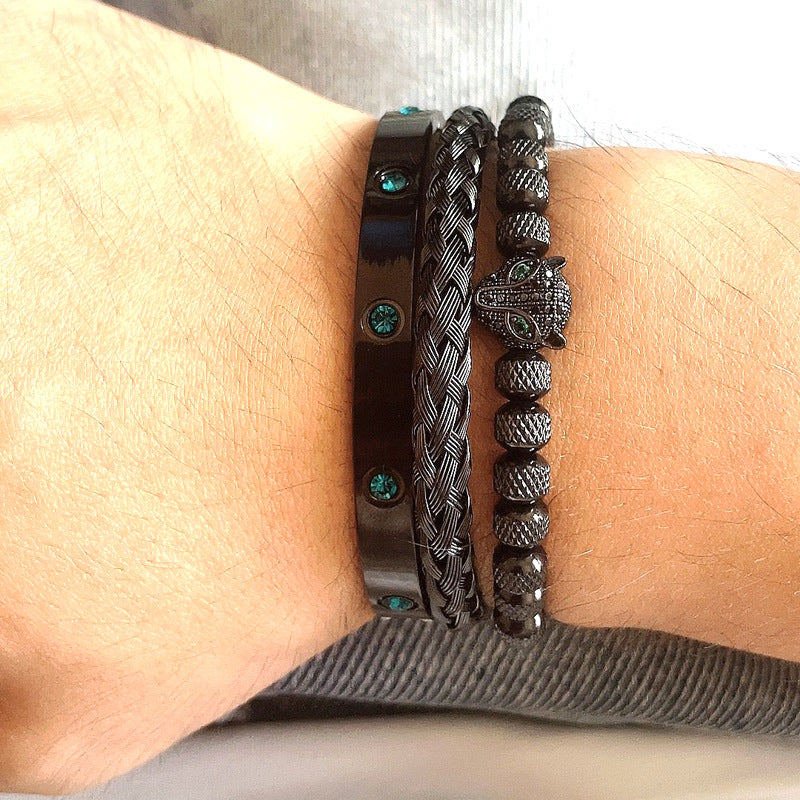 Micro-inlaid Green Eye Leopard Head Bracelet – Jewelry Gift Ideas — 1