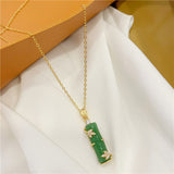 Fashion Jade Inlaid Bamboo Knot Necklace – Jewelry Gift Ideas — 2