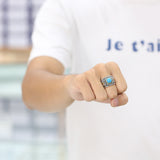 Personality Fashion Turquoise Feather Ring Men – Stylish Gifts — 4