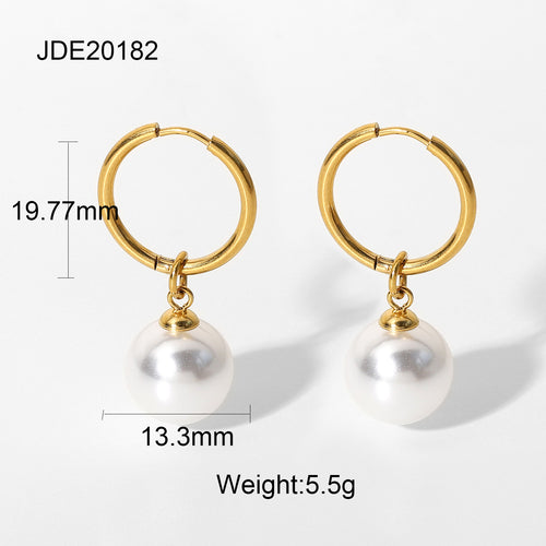Bright Shell Pearl Hanging Earrings 18K Gold PVD – Stylish Gifts — 2