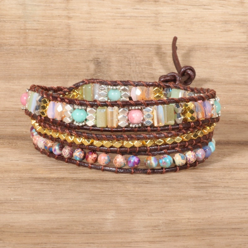 Colored Turquoise Woven Three-layer Bracelet – Jewelry Gift Ideas — 1