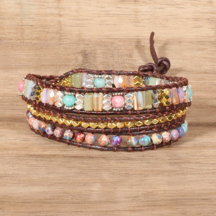 Colored Turquoise Woven Three-layer Bracelet – Jewelry Gift Ideas — 1