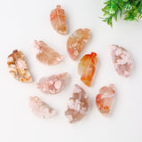 Natural Cherry Blossom Agate Crystal Leaf Pendant – Jewelry Gift Ideas — 5