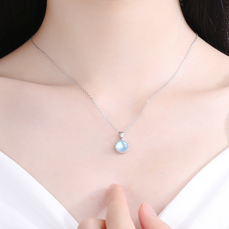 Crown Moonstone Necklace Female S925 Sterling – Jewelry Gift Ideas — 1