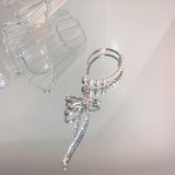 Full Diamond Pearl Bow Fringe Earrings – Surprise Gifts — 2