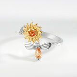 Sunflower Rotating Ring Set With Diamond Simple – Small Gift Ideas — 1