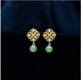 Silver Plated Emerald Stud Earrings Chinese Vintage – Useful Gifts — 6
