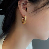 Women's Metal Woven Twisted Curling Earrings – Gifts for Her — 1