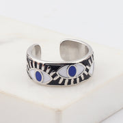 Trendy Hip Hop Women's Gold Plated Drip Oil Eye Ring – Gifts for Her — 12