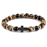 Tigereye Cross Beaded Bracelet – Jewelry Gift Ideas — 9
