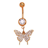 Heart-shaped Zircon Butterfly Navel Stud – Stylish Gifts — 7
