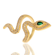 Copper Plated Genuine Gold Snake Shaped Diamond Ring – Stylish Gifts — 16