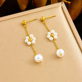 Fashion Simple Pearl Flower Long Earrings – Stylish Gifts — 6