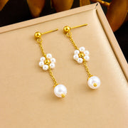 Fashion Simple Pearl Flower Long Earrings – Stylish Gifts — 6