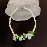 Spring Flower Lily Of The Valley Pearl Necklace – Jewelry Gift Ideas — 1