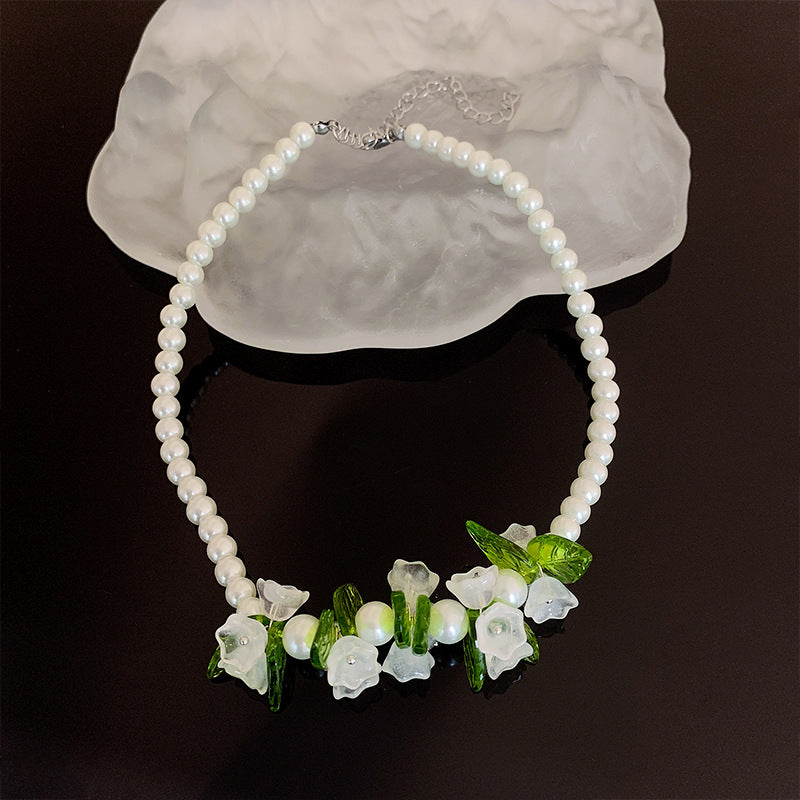 Spring Flower Lily Of The Valley Pearl Necklace – Jewelry Gift Ideas — 1