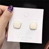 925 Silver Needle Square Simple Color Stud Earrings – Gifts for Her — 3