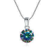 925 Silver Inlaid Round Moissanite Necklace – Jewelry Gift Ideas — 9