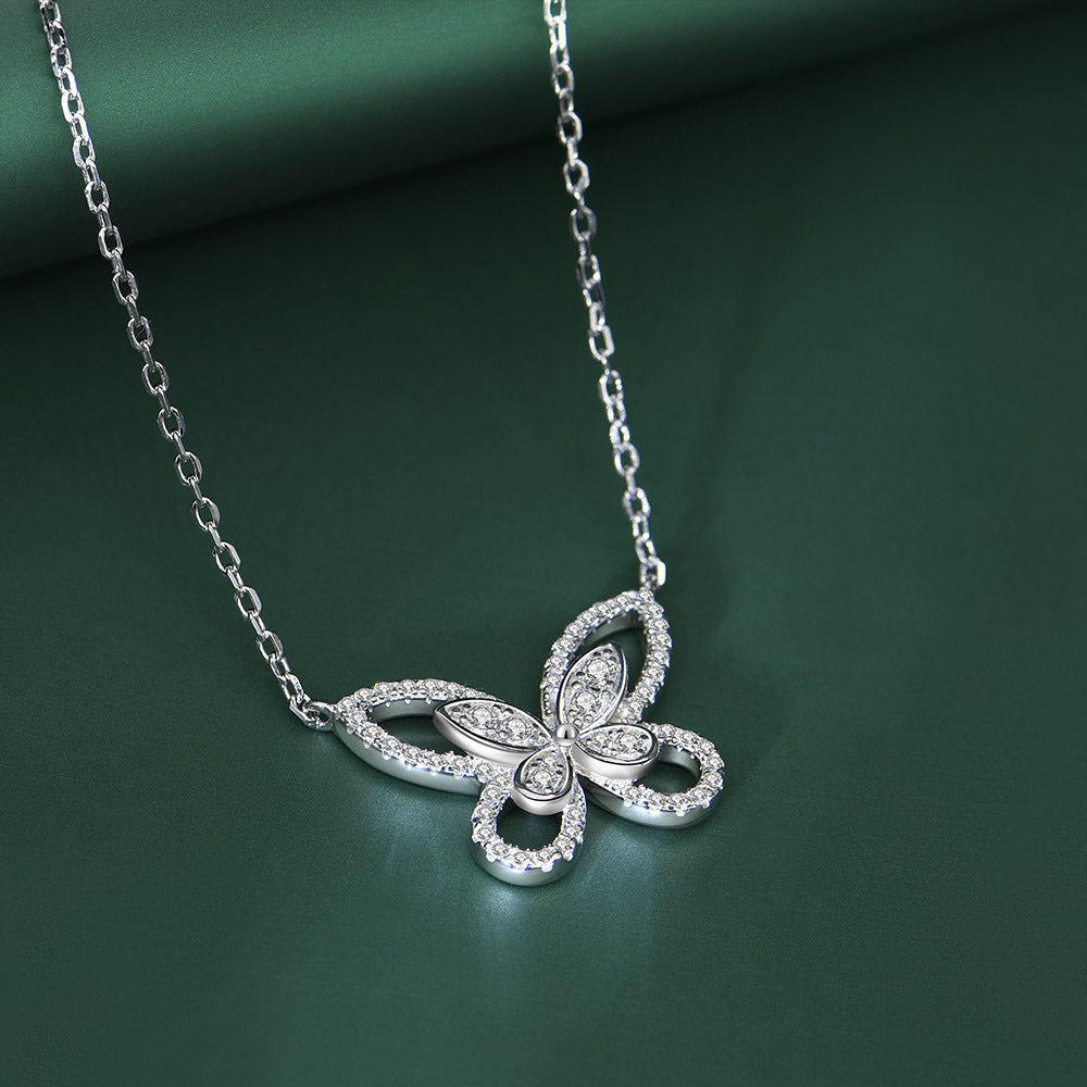 Sterling Silver Diamond Clavicle Chain Pendant – Jewelry Gift Ideas — 1