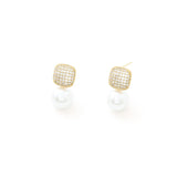 Light Luxury Square Full Diamond Pearl Ear Studs Make – Birthday Gifts — 6