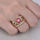 Flower Ring Gold-plated Inlaid Red – Useful Gifts — 2