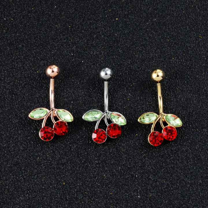 Belly Ring Cherry Zircon Belly Stainless Steel Rod – Stylish Gifts — 1