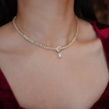 Sparkling Small Pearl Diamond Necklace – Jewelry Gift Ideas — 4