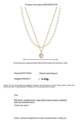 Women's Pearl Double-layer Opal Heart Necklace – Jewelry Gift Ideas — 5