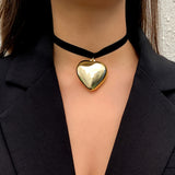 Flocked Cloth Peach Heart Necklace Women's – Jewelry Gift Ideas — 3