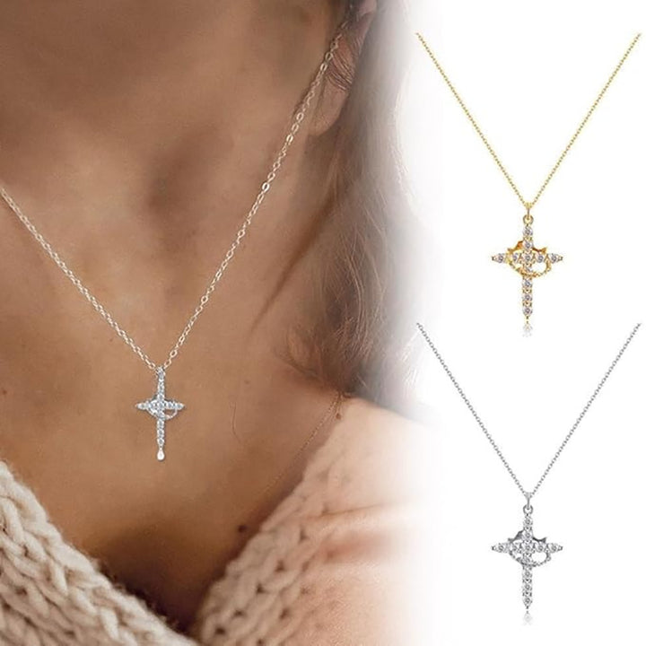 Cross Full Diamond Necklace Crown Rotatable – Jewelry Gift Ideas — 1