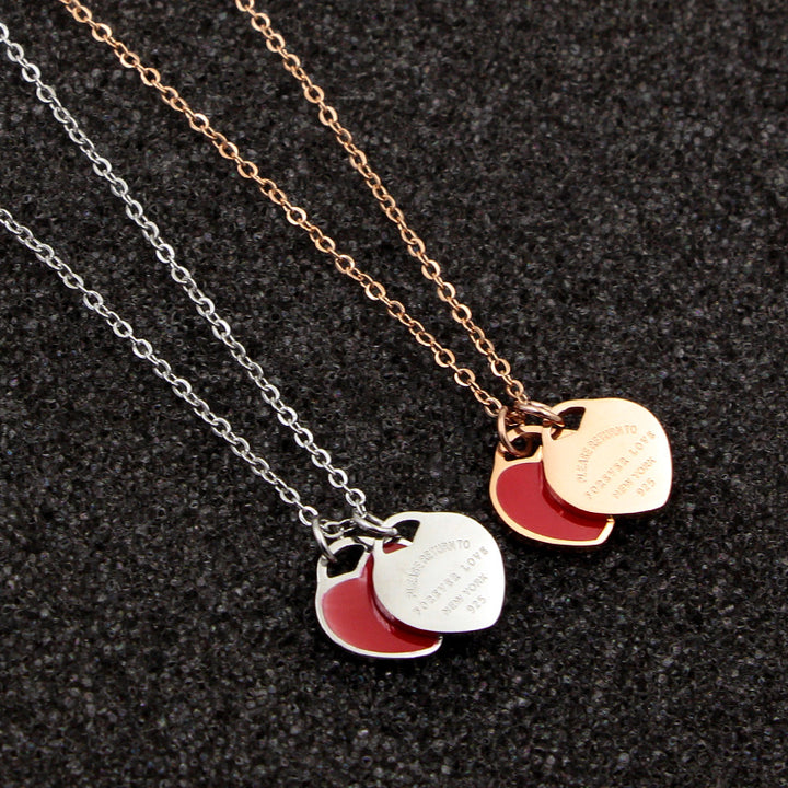 Doppel Herz Necklace Oil Dripping Rose Gold – Jewelry Gift Ideas — 1
